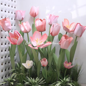 Fiori decorativi fatti a mano in schiuma EVA 2m di altezza gigante rosa tulipano giallo bianco con supporto per matrimonio decorazioni Set di fiori - Product Image 6