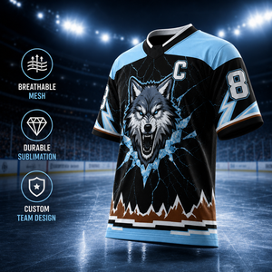 Zede Sublimatie IJshockey Jersey Unisex Aangepaste Logo Naam Nummer Ademend Snel Droogend Anti-UV Ronde Hals Korte Mouw Sport - Product Image 3