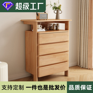 Solid Wood <b>Chest</b> Of Drawers 4 Drawer <b>Storage</b> Cabinet Bedroom Dresser For Small Apartment Living Room Simple Wooden Cabinet - Product Image 5