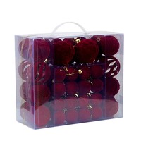Nouvel ensemble de 48 boules de Noël floquées 4/6/8 cm, décorations creuses en plastique