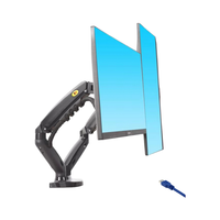 Support de bureau double pour moniteur Bras de moniteur à mouvement complet pour écrans de 17 à 27 pouces 4.4 ~ 19.8lbs Charge par écran F160 Produits en stock
