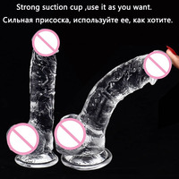 SacKnove - Dildo de Cristal de Gelatina con Ventosa de 7 Pulgadas, Tamaño M, Regalos Novedosos para Adultos, Juguetes Sexuales para Mujeres Principiantes