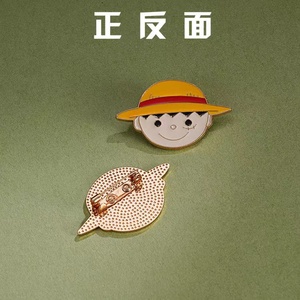 3 diseños, venta al por mayor, joyería, Luffy sombrero de paja, fruta maldita, broche de lujo, caja de embalaje, broche de Pin esmaltado de Metal Ace de Anime - Product Image 4