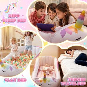 Cama Inflable de Viaje con Forma de Unicornio para Niños Pequeños, para Acampar, Casa, Hotel - Product Image 3