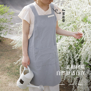 Pink Bib Apron Solid Color Dirt Repellent For Gardening Kitchen Home Use Adult Women - Product Image 2
