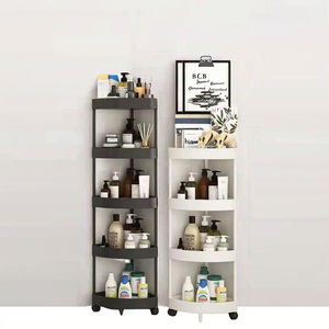 رف تخزين أرضي زاوية بلاستيكي بأربع طبقات للمطبخ المنزلي قابل للإزالة نوع قائم مع عجلات لأشتات التوابل بالوعة الفاكهة - Product Image 3