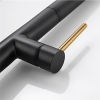 Robinet de cuisine monocommande en acier inoxydable 304 noir et or, 2 fonctions, eau chaude et froide, céramique, à poser sur plan, style contemporain, vente chaude