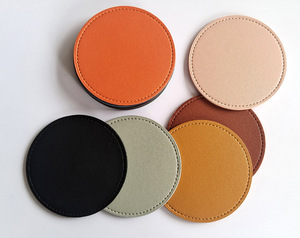 Custom Leather <b>Drink</b> <b>Coasters</b> - Thick Soft PU Leather Heat Resistant Table Mats for Coffee, Tea, Bar, or Promotional Gifts - Product Image 2