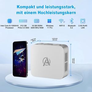 <span class=keywords><strong>Awow</strong></span> มินิพีซี W-11โปรคอร์14C I5-13500HX 20T 2.5GHz-4.7GHz 16GB DDR4 3200MHz 512GB M.2 PCIe3.0 SSD 4K 60Hz สำหรับ DP Type-C 2.5g - Product Image 3