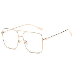 Square Double Bridges <b>Gradient</b> Metal Flat Top UV400 Acrylic Lightweight Gold Fashion Clip-On Full Rim Unisex <b>Sunglasses</b> - Product Image 5