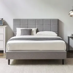 Disesuaikan Ke atas tempat tidur berlapis ganda kecil apartemen sederhana modern mewah bingkai tempat tidur kayu ukuran queen