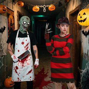 YUIQPKJX Vestido de suéter a rayas para mujer, disfraz de Halloween de Freddy, sombrero, guantes, accesorios, accesorios de cosplay - Product Image 6