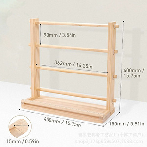 Wooden Ribbon Rack 4 Layers <b>Desktop</b> Storage For Sewing Craft Tape Organizing With Scissors Holder - Product Image 4