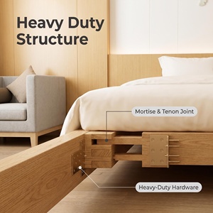 Juego de Muebles de Dormitorio Modernos para <span class=keywords><strong>Hotel</strong></span> de 4 Estrellas, Cama Doble de Madera Personalizada con Cabecera para Proyectos Hoteleros - Product Image 4