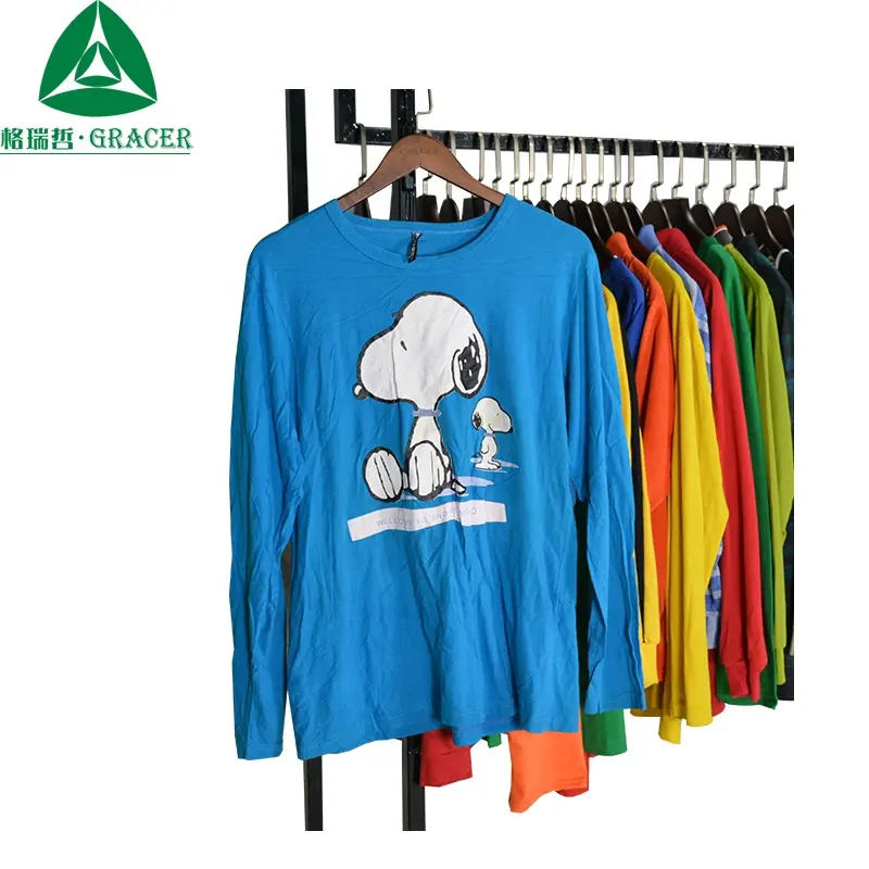 Men T-shirt Long Sleeve 45KG Bale Used Clothing Used Clothes For Uganda