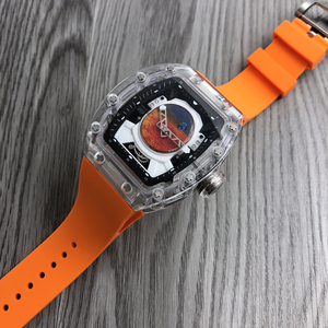 Nouvelle Montre Mécanique Homme 2026 Thème Spatial Cadran Mars Boîtier Tonneau Verre Transparent avec Bracelet Caoutchouc Orange pour Style Urbain - Product Image 4
