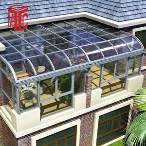 Serre d'hiver en verre au design moderne, véranda imperméable avec cadre triangulaire incliné en verre trempé pour villas - Product Image 2