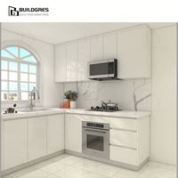 Kabinet Dapur Bentuk L Australia, Desain Terintegrasi Warna Putih, Panel Tahan Kelembapan, Tata Letak Penyimpanan Pintar untuk Renovasi Rumah