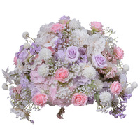 Boule de fleurs artificielles en tissu blanc, rose et violet pour la décoration d'événements, centres de table de mariage, arche et arrangement de table