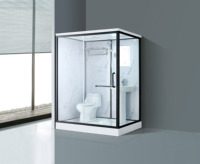 Kmry douche de salle de bain préfabriquée tout-en-un au design moderne cadre en aluminium et plateau en acrylique avec WC et toilettes