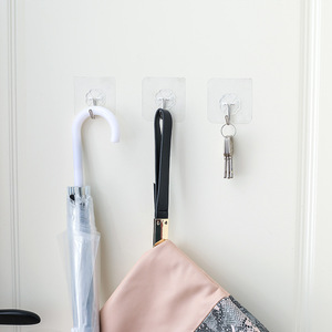 <b>Adhesive</b> <b>Hooks</b> Transparent Square Wall Mounted Heavy Duty For Kitchen And Door Use - Product Image 1