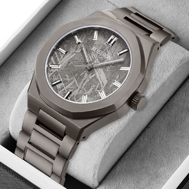 New Besseron Real Meteorite 316L Stainless Steel Space Gray Automatic Mechanical Watch Miyota 42mm Sapphire Luminous Pointer