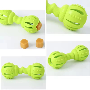 Juguetes de entrenamiento con forma de mancuerna para perros pequeños y medianos, de goma resistente a mordidas, con dispensador de comida, para masticar, aliviar el estrés y limpiar los dientes. - Product Image 6