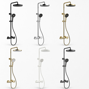 Brass Shower Set Rectangle Modern Top Spray Waterfall Faucet Durable Vacuum Coating - Product Image 2