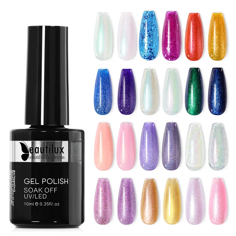 Beautilux-vernis à ongles en Gel platine, paillettes brillantes, Nail Art, vernis à ongles, à tremper, UV, LED, hiver, laque, 10ml