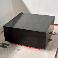 Table basse carrée de luxe pour salon, meuble en marbre, table centrale en bloc de marbre noir