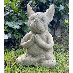 Sculpture en résine de chiot méditant à texture pierre <span class=keywords><strong>pour</strong></span> studio de bien-être et aménagement paysager de jardin - Product Image 1