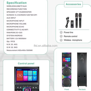 Loa Partybox DJ tích hợp đèn LED RGB kép 12 inch, màn hình cảm ứng lớn, chức năng Karaoke, điều khiển bằng giọng nói, nguồn điện DC 1417 - Product Image 6