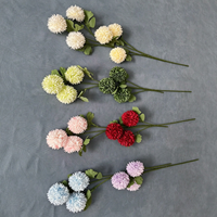 Fleurs artificielles de chrysanthème à 3 têtes, fausses fleurs de chrysanthème en boule à longue tige en soie pour décoration de mariage, de maison et arrangements floraux