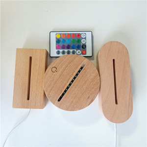Beech Wood Light Bases USB Powered LED Rgb Night Light <strong>Table</strong> Lamp Base Holder Desk Light for Bedroom Living Room Decoration - Product Image 4