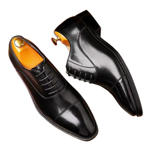Zapatos de Vestir Italianos Premium para Hombre, Cuero Vacuno Genuino, Diseño de Punta Cuadrada, Acabado Brillante, Aumentan la Estatura, Ideales para Bodas - Product Image 1
