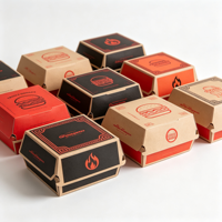 Boîtes d'emballage en papier pour hamburgers à emporter, logo personnalisé, poulet à emporter, contenants jetables de qualité alimentaire pour la restauration rapide