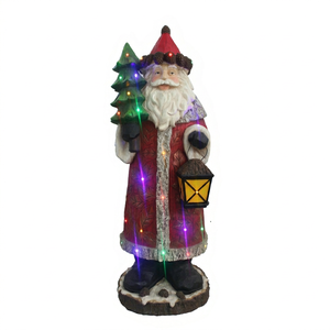 Santa Claus Holding Christmas <b>Tree</b> with LED <b>Lights</b> - Product Image 1
