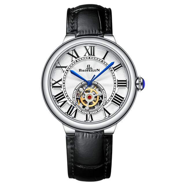 Hollowed-Out Night Light Waterproof Roman Numerals Watch Automatic Mechanical Watch for Men Business Style,