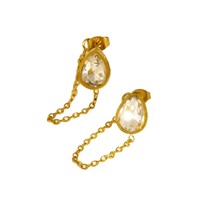 Collier pendentif en forme de goutte d'eau tendance, boucles d'oreilles clous, bijoux en acier inoxydable plaqué or 18 carats, chaîne en zircon