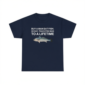 Camiseta con diseño de hombre comiendo pescado, camiseta divertida con meme, camiseta irónica y sarcástica - Product Image 1