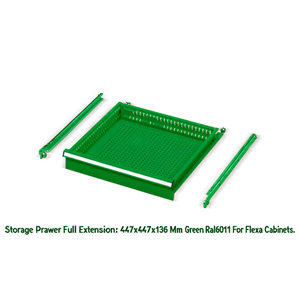Tiroir de rangement Fami à extension complète 447x447x136 mm Vert RAL6011 pour armoires Flexa - Product Image 3