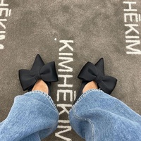 Femmes Gerine Doux et confortable pour vos pieds 100 Soie Big Bow Tie Summer Light Winter OEM Chaussures de ballet plates personnalisées