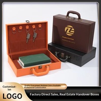 Boîte à montre en cuir PU avec logo personnalisé, mallette portable pour la remise de clés immobilières, étui multifonctionnel pour clés et documents, emballage cadeau