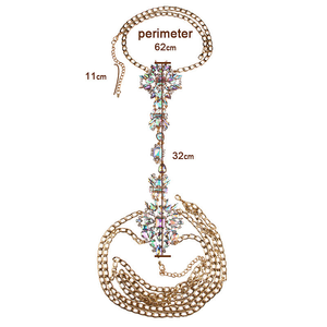 Modische Strass-Körperkette Sommer <span class=keywords><strong>Bikini</strong></span> Strand Party Halskette Glitzernder Kristall-Körperschmuck für Frauen und Mädchen - Product Image 3