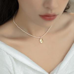 Natural Freshwater Pearl <b>Small</b> Grain Rice Bead <b>Necklace</b> Single Layer Stacked Rose Collarbone <b>Pendant</b> Fine <b>Pendant</b> <b>Necklaces</b> - Product Image 2