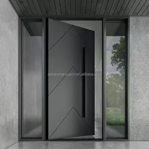 Porte d'entrée moderne à Pivot large, porte pivotante en aluminium, porte en bois, 2023