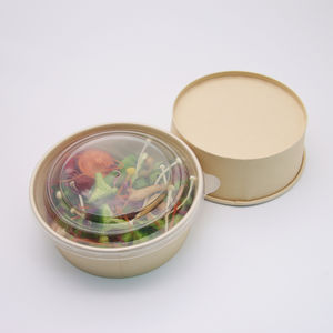 Kingwin personalizzato rotondo quadrato 14oz zuppa di acqua di riso insalata di carta kraft ciotola di mache con coperchio - Product Image 3