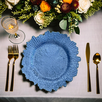 Plaques de recharge réutilisables or argent bleu et récif de 13 pouces en plastique PP Fournitures de décoration de table pour mariage et fêtes