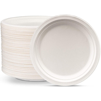 Restauration rapide Restaurant assiette biodégradable compostable jetable ensemble de vaisselle vaisselle à emporter fête canne à sucre en céramique