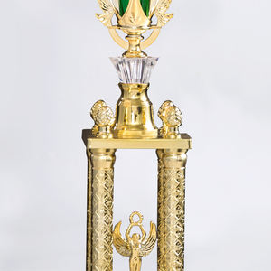 Trophées en plastique ABS de haute qualité, quatre piliers dorés, trophée fantaisie, tasse verte, base plaquée or, cérémonie de remise des prix SZ11 - Product Image 3